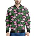 Lotus Flower And Leaf Pattern Print Men's Bomber Jacket