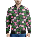 Lotus Flower And Leaf Pattern Print Men's Bomber Jacket