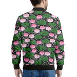Lotus Flower And Leaf Pattern Print Men's Bomber Jacket