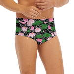 Lotus Flower And Leaf Pattern Print Men's Briefs