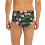 Lotus Flower And Leaf Pattern Print Men's Briefs