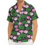Lotus Flower And Leaf Pattern Print Men's Deep V-Neck Shirt