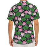 Lotus Flower And Leaf Pattern Print Men's Deep V-Neck Shirt