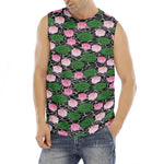 Lotus Flower And Leaf Pattern Print Men's Fitness Tank Top