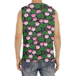 Lotus Flower And Leaf Pattern Print Men's Fitness Tank Top
