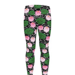 Lotus Flower And Leaf Pattern Print Men's leggings