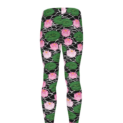 Lotus Flower And Leaf Pattern Print Men's leggings