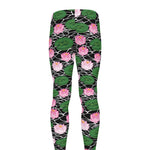 Lotus Flower And Leaf Pattern Print Men's leggings