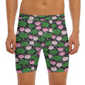 Lotus Flower And Leaf Pattern Print Men's Long Boxer Briefs