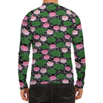 Lotus Flower And Leaf Pattern Print Men's Long Sleeve Rash Guard