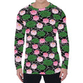 Lotus Flower And Leaf Pattern Print Men's Long Sleeve T-Shirt