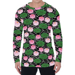 Lotus Flower And Leaf Pattern Print Men's Long Sleeve T-Shirt