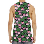 Lotus Flower And Leaf Pattern Print Men's Muscle Tank Top