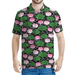Lotus Flower And Leaf Pattern Print Men's Polo Shirt