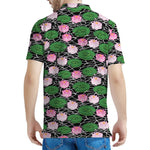 Lotus Flower And Leaf Pattern Print Men's Polo Shirt