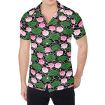 Lotus Flower And Leaf Pattern Print Men's Shirt