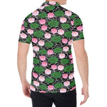 Lotus Flower And Leaf Pattern Print Men's Shirt