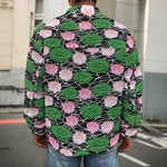 Lotus Flower And Leaf Pattern Print Men's Shirt Jacket