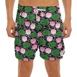 Lotus Flower And Leaf Pattern Print Men's Split Running Shorts