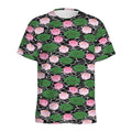 Lotus Flower And Leaf Pattern Print Men's Athletic T-Shirt
