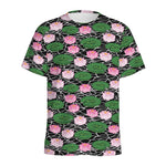 Lotus Flower And Leaf Pattern Print Men's Sports T-Shirt