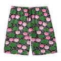 Lotus Flower And Leaf Pattern Print Men's Swim Trunks