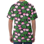 Lotus Flower And Leaf Pattern Print Men's Velvet T-Shirt