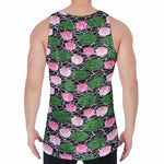 Lotus Flower And Leaf Pattern Print Men's Velvet Tank Top
