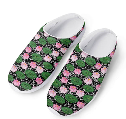 Lotus Flower And Leaf Pattern Print Mesh Casual Shoes