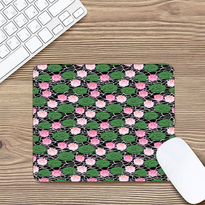 Lotus Flower And Leaf Pattern Print Mouse Pad