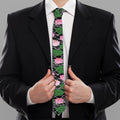 Lotus Flower And Leaf Pattern Print Necktie