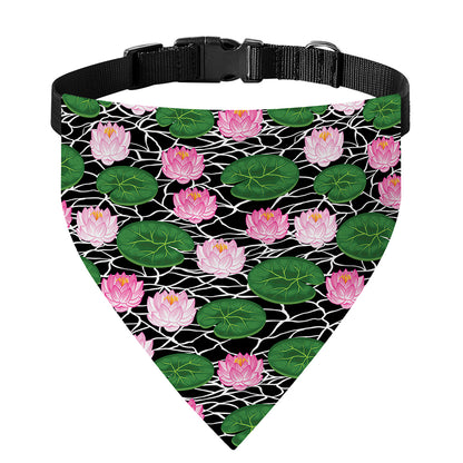 Lotus Flower And Leaf Pattern Print Over The Collar Dog Bandana