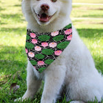 Lotus Flower And Leaf Pattern Print Over The Collar Dog Bandana