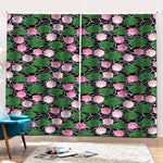 Lotus Flower And Leaf Pattern Print Pencil Pleat Curtains