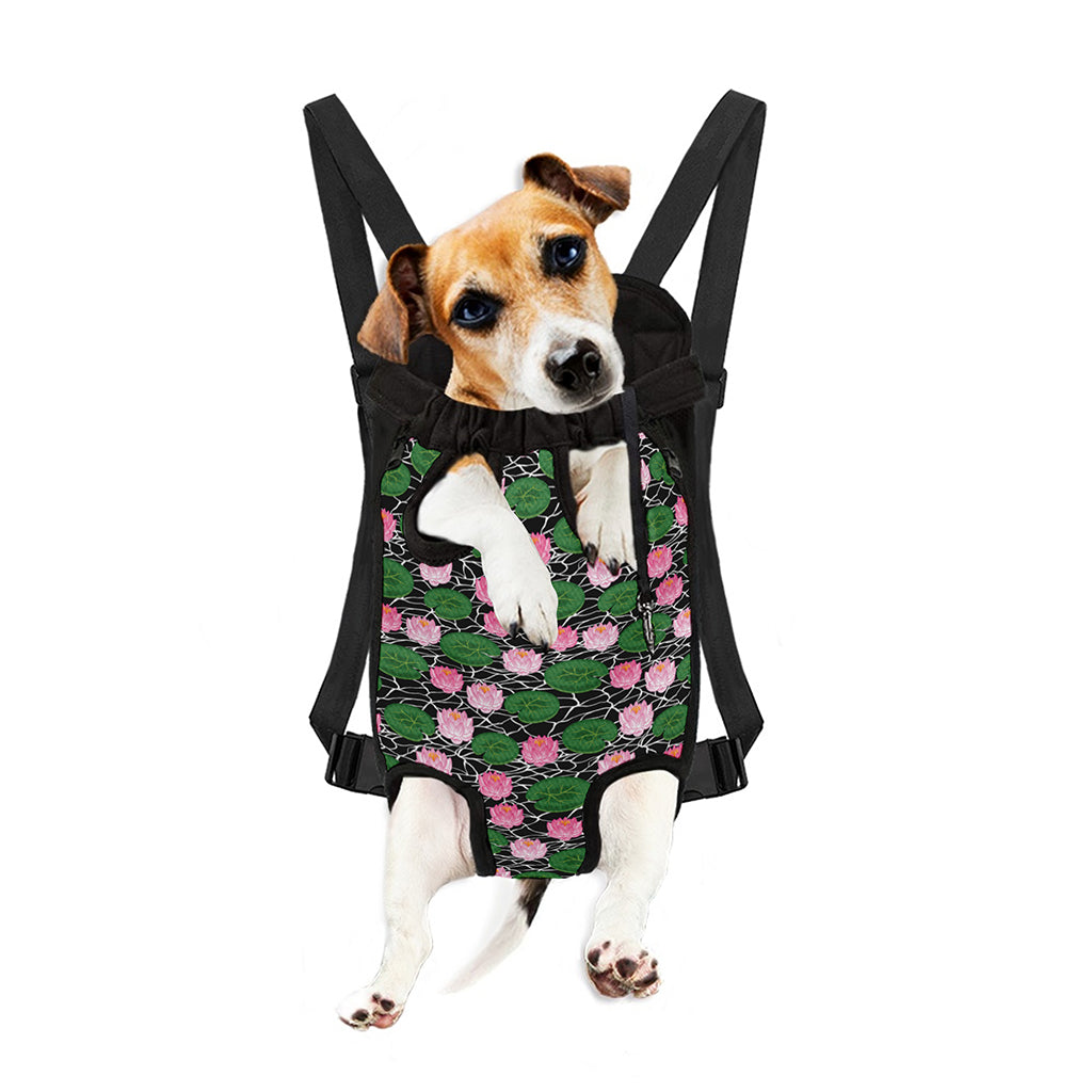 Lotus Flower And Leaf Pattern Print Pet Carrier Backpack
