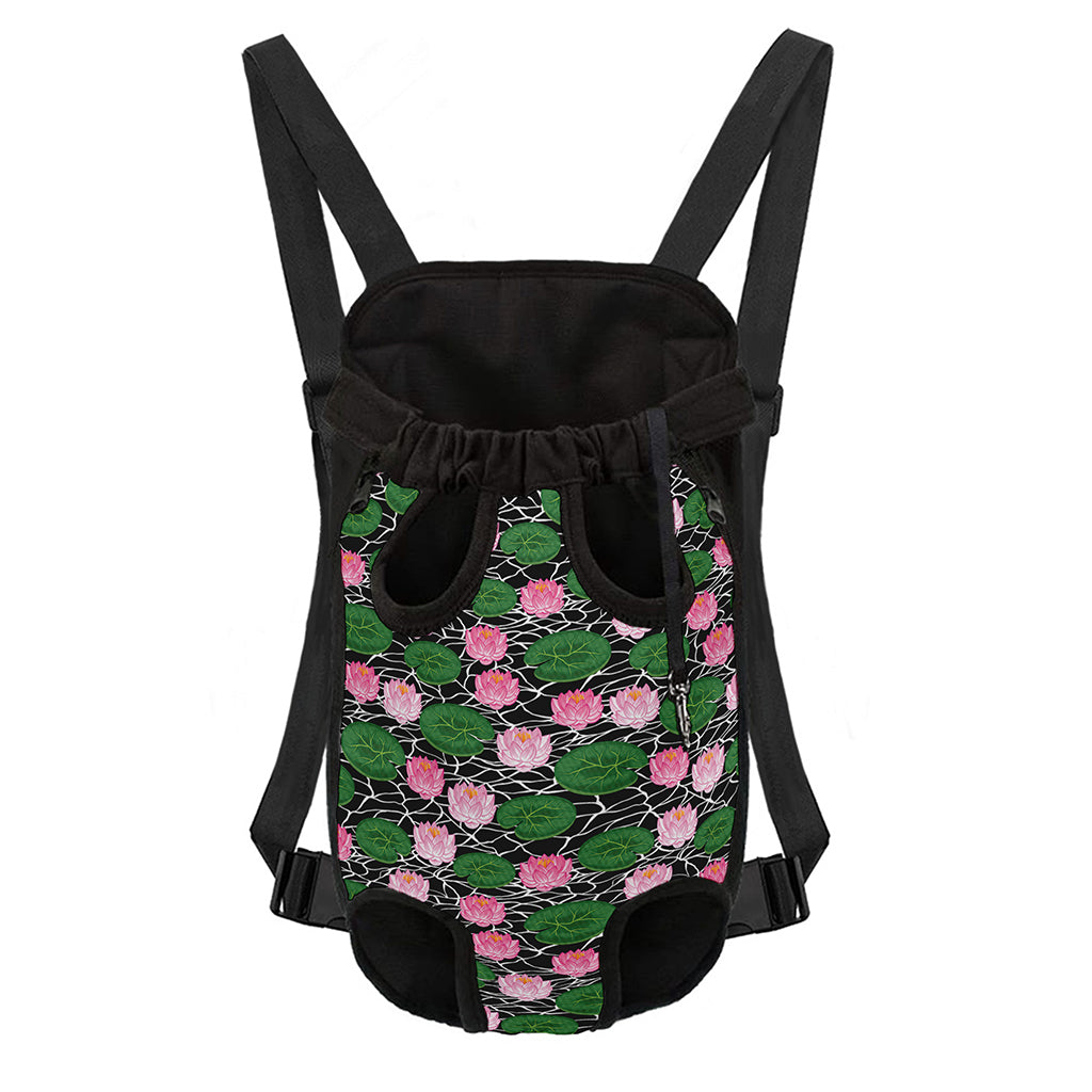 Lotus Flower And Leaf Pattern Print Pet Carrier Backpack