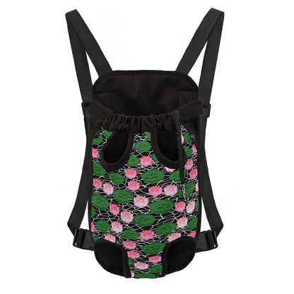 Lotus Flower And Leaf Pattern Print Pet Carrier Backpack