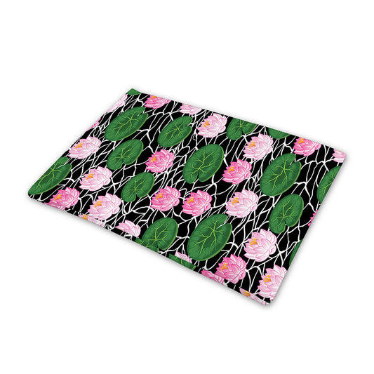Lotus Flower And Leaf Pattern Print Pet Cooling Mat Cover