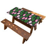 Lotus Flower And Leaf Pattern Print Picnic Table Cover