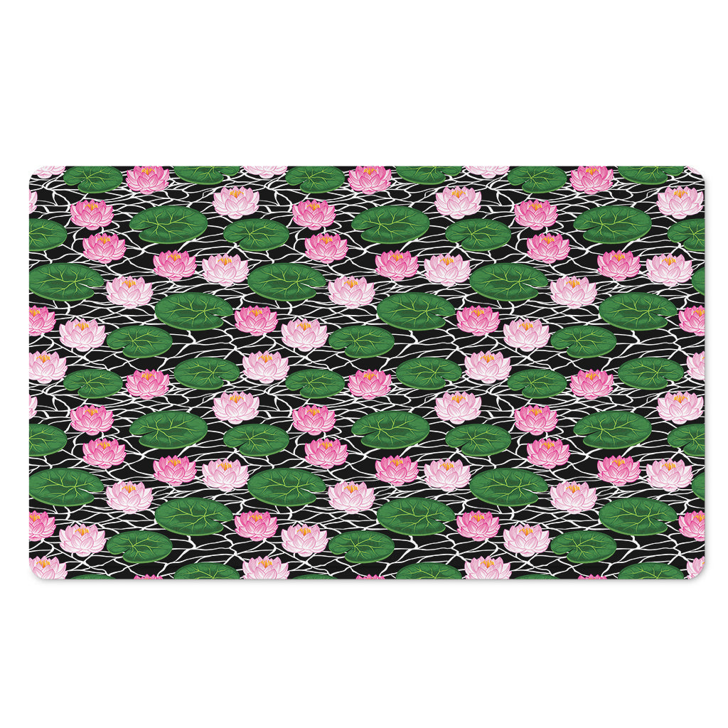 Lotus Flower And Leaf Pattern Print Polyester Doormat