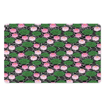 Lotus Flower And Leaf Pattern Print Polyester Doormat