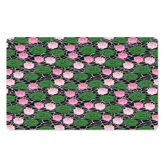 Lotus Flower And Leaf Pattern Print Polyester Doormat