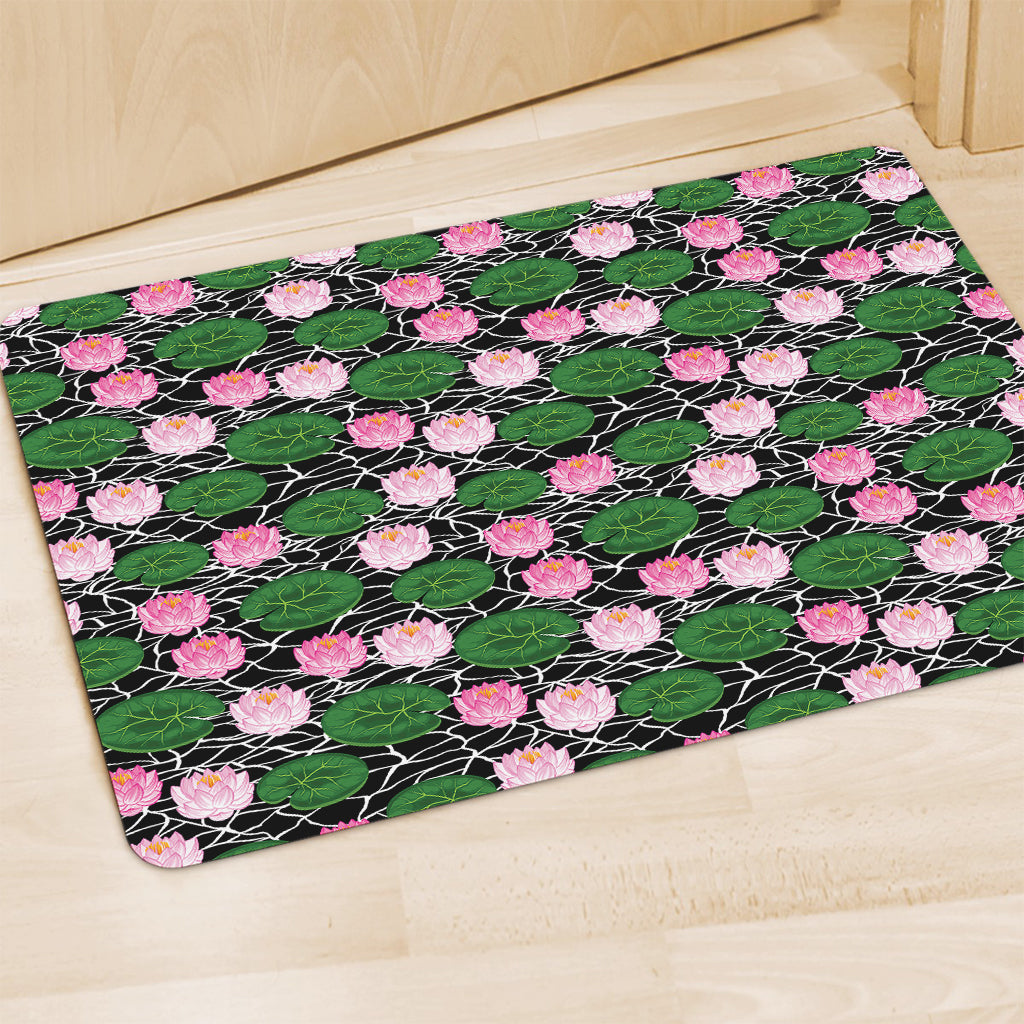 Lotus Flower And Leaf Pattern Print Polyester Doormat