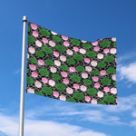 Lotus Flower And Leaf Pattern Print Polyester Flag