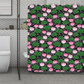 Lotus Flower And Leaf Pattern Print Polyester Shower Curtain