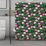 Lotus Flower And Leaf Pattern Print Polyester Shower Curtain