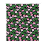 Lotus Flower And Leaf Pattern Print Polyester Shower Curtain