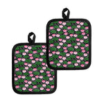 Lotus Flower And Leaf Pattern Print Pot Holders