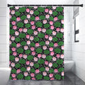 Lotus Flower And Leaf Pattern Print Premium Shower Curtain