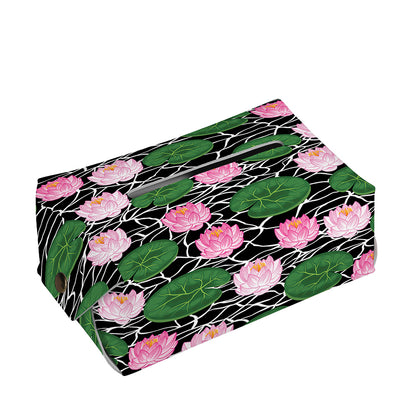 Lotus Flower And Leaf Pattern Print Rectangle Tissue Box Cover
